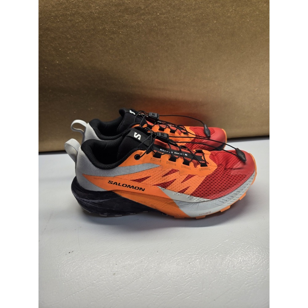 Salomon Mens Sense Ride 5 470462 Orange Hiking Shoes Sneakers Size 8.5 Trail